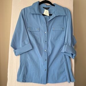 Women's Zac & Rachel Blue Cotton Blend Button Close Shirt
